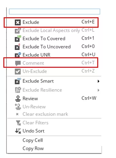 Exclusion menu on covergroup