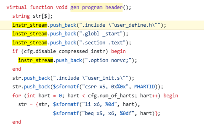 Code snippet for stream insertion